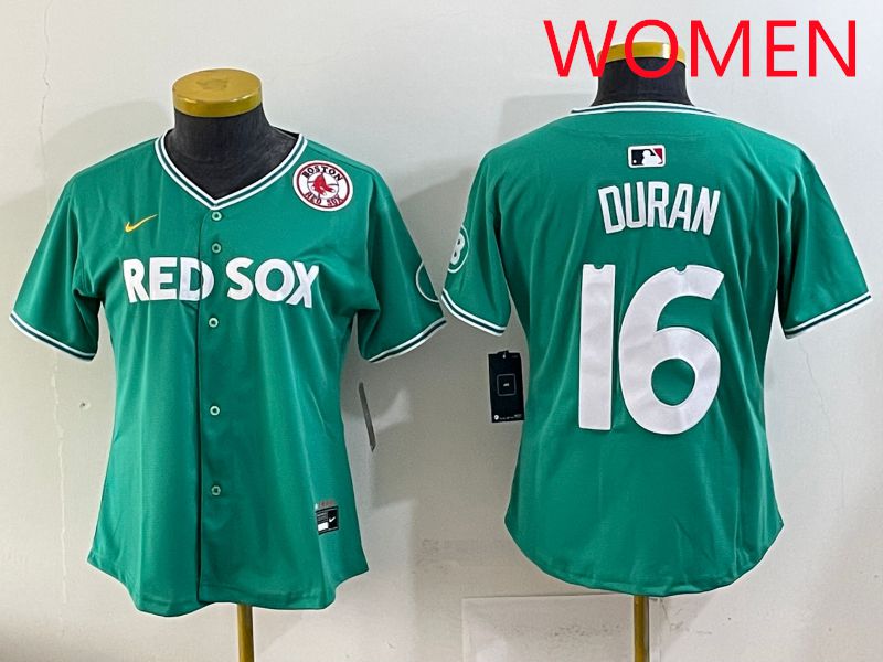 Women 2025 Boston Red Sox #16 Duran Dark Green Joint Name Nike MLB Jersey style 9